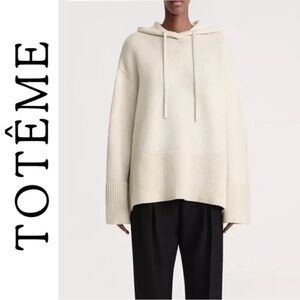 NWOT Toteme Wool Knitted drawstring hoodie Wide Sleeve XS